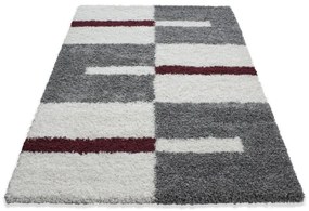 Dywan shaggy Gala szaro-kremowo-czerwony 60 cm x 110 cm
