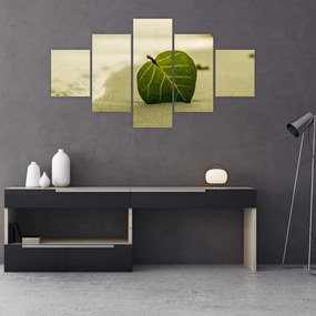Obraz liścia w piasku (125x70 cm)