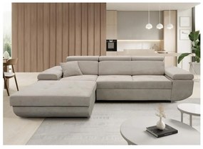 Rozkładany narożnik z pojemnikiem w układzie L CASTELO, lewy, szary