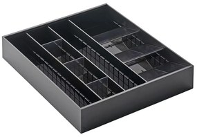 Czarny plastikowy wkład do szuflady na sztućce 47,5 x 35 cm − YAMAZAKI