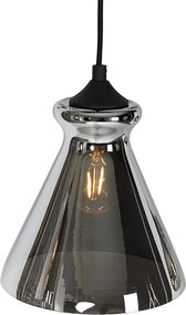 Lampa wisząca w stylu art deco czarna z przydymionym szkłem 6-świateł - Wallace