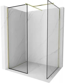 Mexen Kioto ścianka prysznicowa Walk-in 70 x 70 cm, czarny wzór, złota szczotkowana - 800-070-202-55-70-070