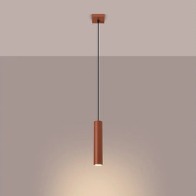 Lampa wisząca loft Toris, stal - 1 źródło światła 3000K - L.8 x H.118 cm - ochra czerwona