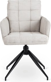Krzesło Tapicerowane Obrotowe do Salonu AKITA Szare Sztruksowe Nowoczesne