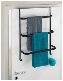 Czarny wieszak na ręczniki Wenko Towel Holder Black, 21x54 cm