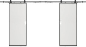 Drzwi przesuwne naścienne podwójne - aluminium i matowe szkło hartowane - 2 x wys. 205 x szer. 93 cm - LINCI II