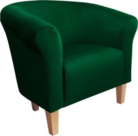 Fotel Milo tkanina Welur wygodny fotel tapicerowany do salonu i sypialni : Kolor nogi - Drewno, Kolor tkaniny - VELVET - MG25, Wysokość nogi - 15 cm