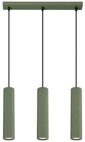 Lampa wisząca KARBON 3L zielona oliwka ryflowana SOLLUX  LIGHTING
