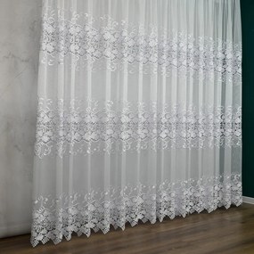 Firana z gipiurą Listki biała elegancka na metry - wys. 250 cm
