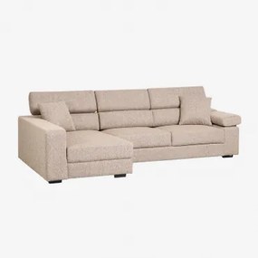 Sofa Narożny Lewy 3-osobowy Z Regulowanymi Zagłówkami I Wysuwanymi Siedziskami Aramis Bukla Brąz Pszeniczny - Sklum