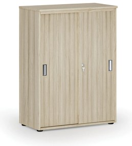 Szafa biurowa z drzwiami przesuwnymi PRIMO WOOD, 800 x 420 x 1087 mm, dąb naturalny
