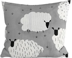 Bawełniana poszewka na poduszkę SHEEP POLY 45x45 cm, szara