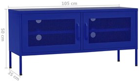 Niebieska stalowa szafka RTV na nóżkach E2-F10