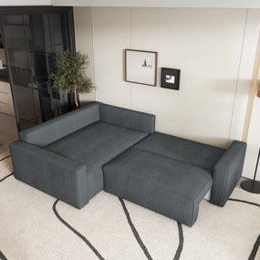 Masseno Narożnik ERONIS z funkcją spania i pojemnikiem na pościel Narozniki L, Rozkładana sofa - Szary, POSO 60