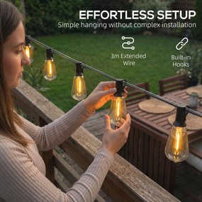 HOMCOM 50 LED Łańcuch Świetlny, 18 m Łańcuch do Połączenia, IP44 Wodoodporny, Dekoracja Wewnętrzna i Zewnętrzna | Aosom PL