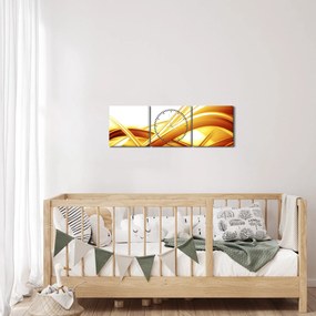 Obraz - Żółta abstrakcja (z zegarem) (90x30 cm)