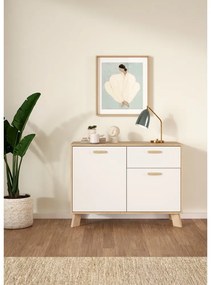 Biało-naturalna komoda w dekorze dębu 99x73x39 cm Ikast – Tvilum