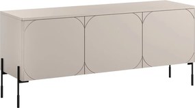 Szafka RTV trzydrzwiowa Sonatia na metalowych nogach 150 cm - kaszmir