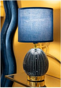 Niebieska lampa stołowa ceramiczna z tekstylnym kloszem (wysokość 30,5 cm) Flavi – Mauro Ferretti