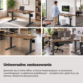 Biurko elektryczne z regulacją wysokości ergonomiczne antracytowe/orzech,1200x600 mm: ARIA