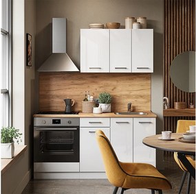 Pojedyncza kuchnia biały wysoki połysk/biały 160x46x81.6 r-line