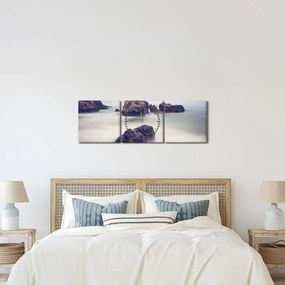 Obraz klifów we mgle (z zegarem) (90x30 cm)