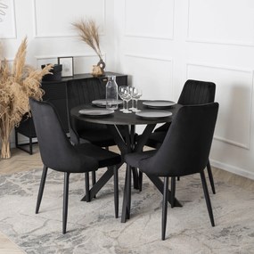 Stół Okrągły LAUREN 90 cm Czarny Loft Nowoczesny