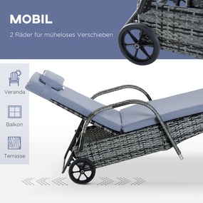 Outsunny Leżak Ogrodowy Technorattan Nowy Zestaw Leżaków Ogrodowych 3 Częściowy Komfortowy 200 cm Durable Dla Ogrodu | Aosom PL