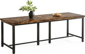 Stół jadalny o długości 200 cm dla 6-8 osób, duży prostokątny stół kuchenny z drewna w stylu industrialnym, rustykalny brąz
