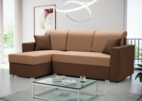 Sofa narożna z pojemnikiem na pościel i poduszkami dekoracyjnymi, fioletowo - szara, Marco