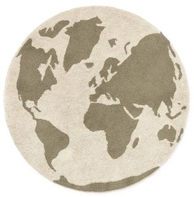 Zielono-kremowy bawełniany dywan dziecięcy odpowiedni do prania/tkany ręcznie ø120 cm World Map – Lorena Canals