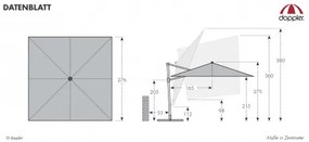 DERBY DX 280 x 280 cm - parasol ogrodowy z boczną nogą : Substancja Desen - 848