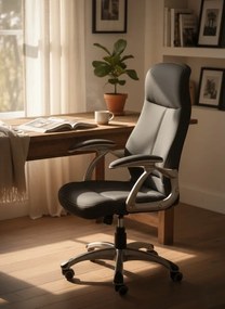 Fotel Obrotowy Czarny Tapicerowany E5-Z45