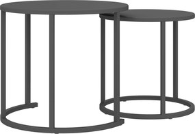 Outsunny 2-osobowy zestaw stolików bocznych, stolik ogrodowy okrągły, odporny na warunki pogodowe, stolik balkonowy ze stali, oszczędzający miejsce Ciemnoszary