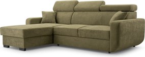 Masseno Narożnik CASTELLO z funkcją spania i pojemnikiem na pościel Narozniki L, Rozkładana sofa - Zielony, VELO 629