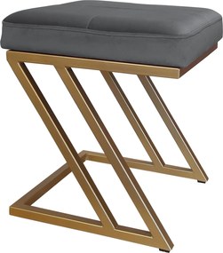 Pufa ZETA tkanina Welur loft ławka podnóżek metal : Kolor Stelaża - Złoty, Kolor tkaniny - VELVET - BL14, Typ tkaniny - Velvet