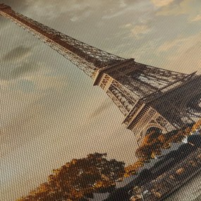Obraz - Wieża Eiffla, Paryż, Francja (z zegarem) (90x30 cm)