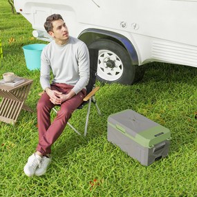 Outsunny 16,3L Lodówka Kompressorowa Elektryczna z Funkcją ECO Szary+Zielony