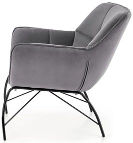 Popielaty welwetowy fotel wypoczynkowy E8-R35