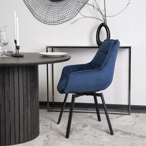 Krzesło Tapicerowane Obrotowe do Salonu LUNA Granatowe Welurowe Nowoczesne Loft