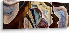 Obraz - Abstrakcja głów (z zegarem) (90x30 cm)
