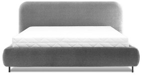 Szare tapicerowane łóżko dwuosobowe ze schowkiem ze stelażem 140x200 cm Pointt – ELTAP