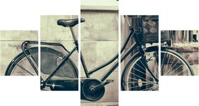 Obraz - Vintage rower z kwiatami (125x70 cm)