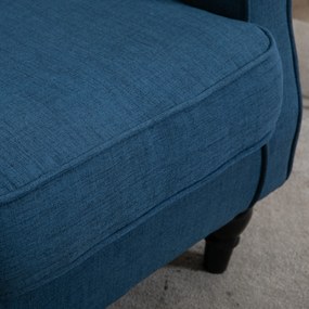 HOMCOM Fotel uszak elegancki niebieski solidne wypełnienie zdejmowana tapicerka 74x86x102 cm | Aosom PL