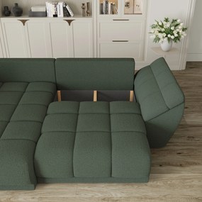Masseno Narożnik ORENTI z funkcją spania i pojemnikiem na pościel Narozniki L, Rozkładana sofa - Zielony, QUELLE 37