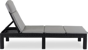 Fotel Ogrodowy Leżak LUIZJANA Technorattan Czarny/Szary