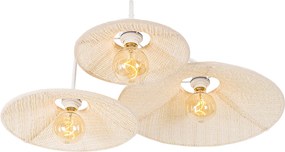 Designerska lampa ścienna biała z tkaniny 3-światłowa - Jane