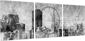 Obraz - Miasto sztuki kawowej (z zegarem) (90x30 cm)