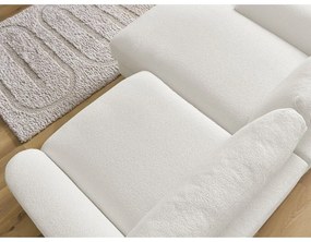 Biały narożnik z materiału bouclé (lewostronny/z szezlongiem) Leonore – Bobochic Paris