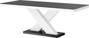 Stół rozkładany w wysokim połysku Xenon z czarnym blatem na białej nodze